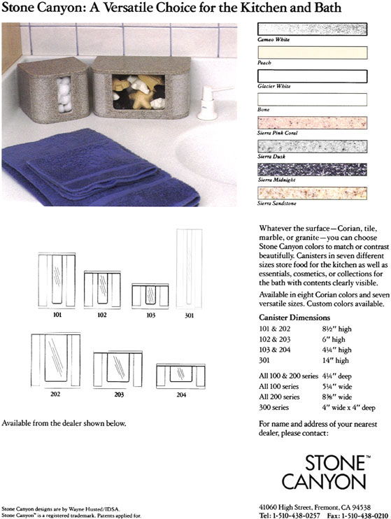 Stone Canyon Canisters in Corian